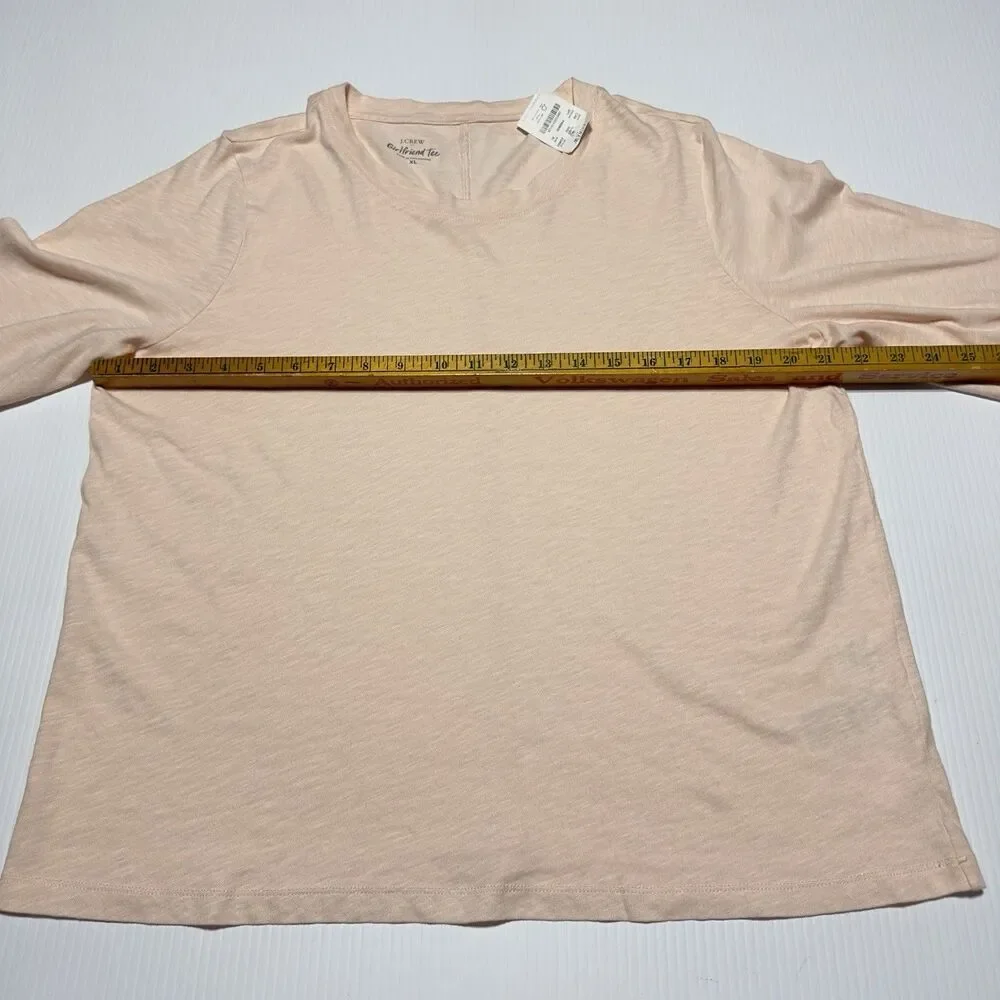J.Crew Girlfriend Tee Shirt Womens XL Light Pink  Crew Neck Long Sleeve Top NWT
